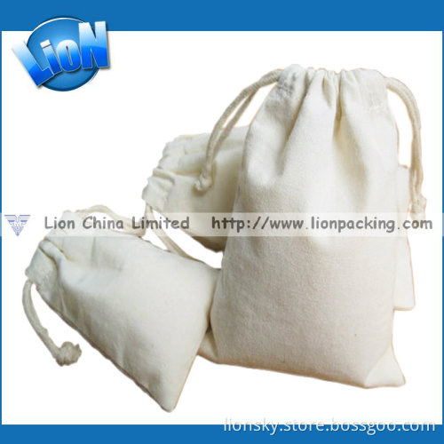 White Plain Blend Cotton Drawstring Bag